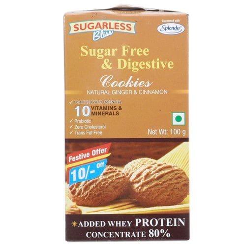 Sugarless Bliss Cookies -Sugar Free & Digestive (Natural Ginger & Cinnamon),100g