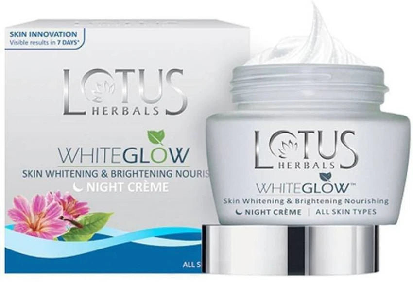 Lotus Herbals Whiteglow Skin Whitening & Brightening Nourishing Night Creme, 40g