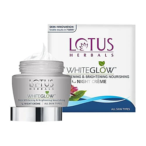 Lotus Herbals Whiteglow Skin Whitening & Brightening Nourishing Night Creme, 60g