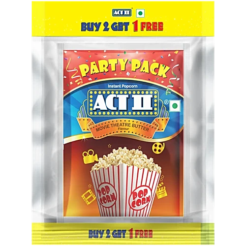 ACT II Movie Theatre Butter Instant Popcorn - Party Pack, 450 g (Buy 2 Get 1 Free)