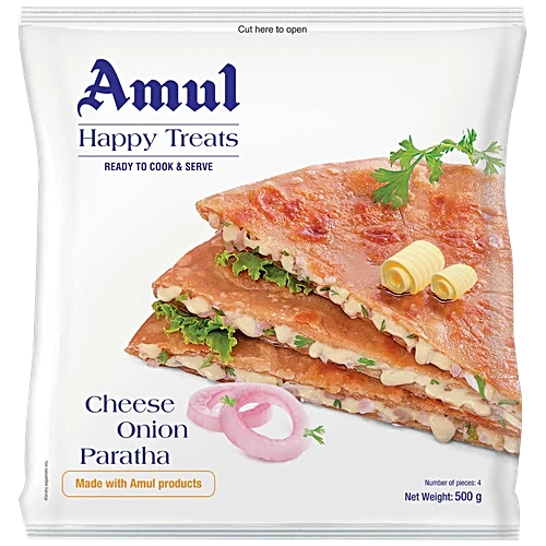 Amul Happy Treats Ready to Cook & Serve - Cheese Onion Paratha, 500 g