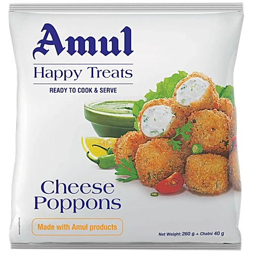 Amul Happy Treats Ready To Cook & Serve - Cheese Poppons, 300 g