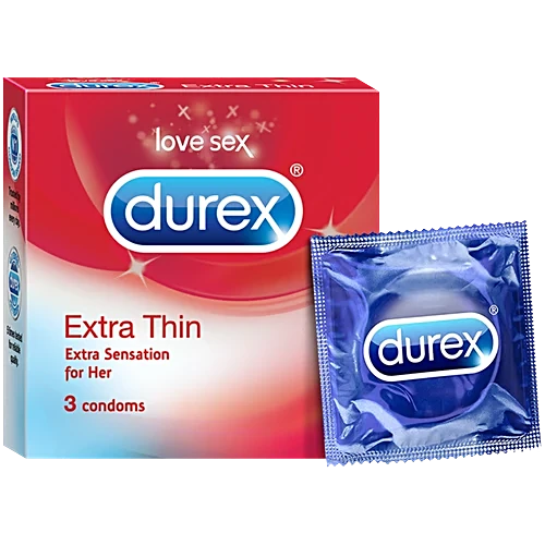Durex Extra Thin- 3 Condoms.