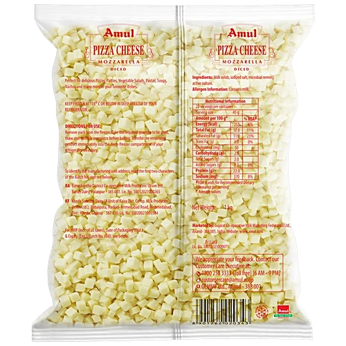 Amul Pizza Cheese, 1 kg Pouch