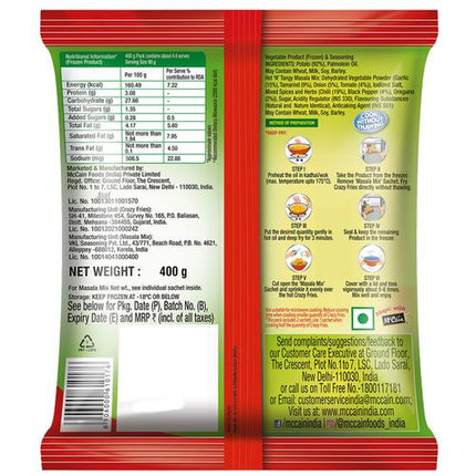 McCain Crazy Fries - Masala Mix, Hot 'N' Tangy, 400g
