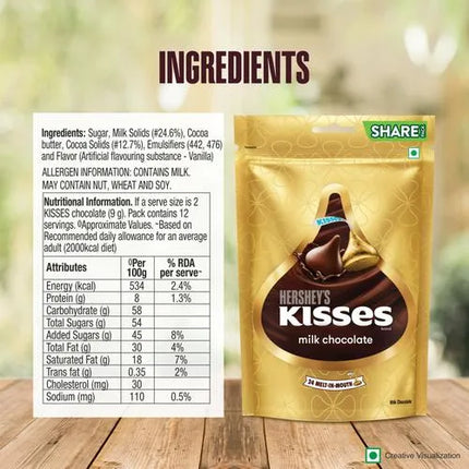 Hershey's Kisses Milk Chocolate, 108g