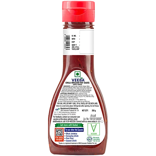 Veeba Chilli Oregano Hot Sauce, 350 g