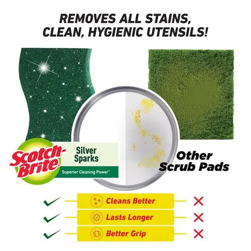 Scotch Brite Silver Sparks Scrub Pad, 3 pcs