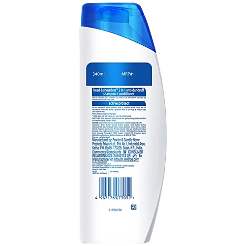 Head & Shoulders Active Protect 2 in 1 Anti-Dandruff Shampoo + Conditioner, 340 ml