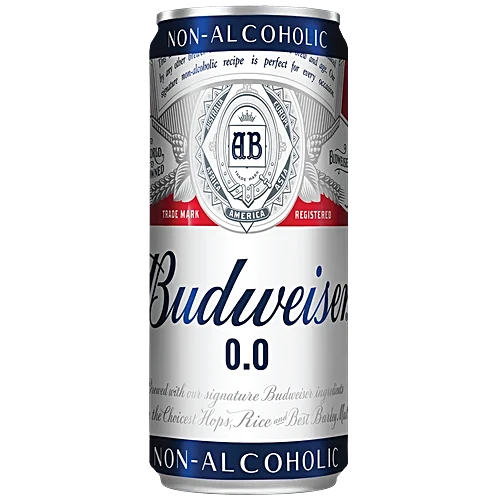 Budweiser 0.0 Non-Alcoholic Beer, 330 ml Can