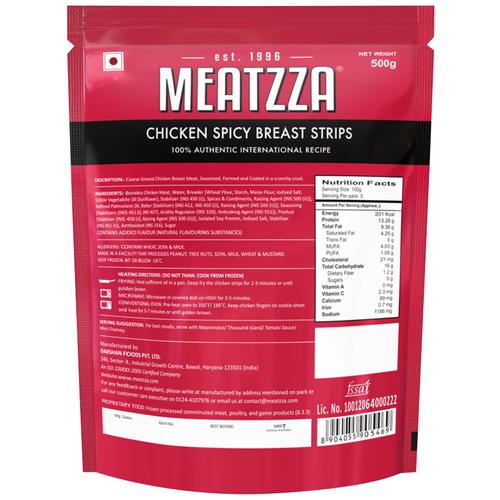 Meatzza, Chicken Spicy Breast Strips, 500 g