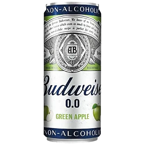 Budweiser 0.0 Non Alcoholic Green Apple Beer -  330 ml Can