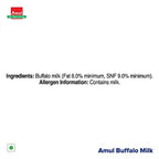 Amul Buffalo Milk - UHT Treated, Calcium Rich, No Preservatives-1 L