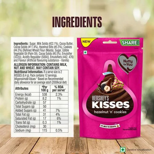Hershey's Kisses Hazelnut 'n' Cookies, 100.8g