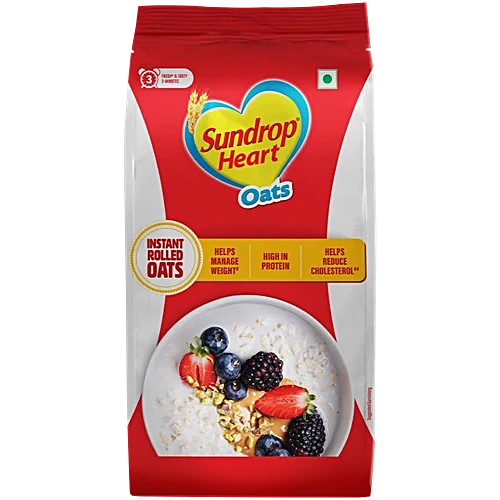 Sundrop Heart Oats - Instant Rolled Oats, High In Protein, 500g