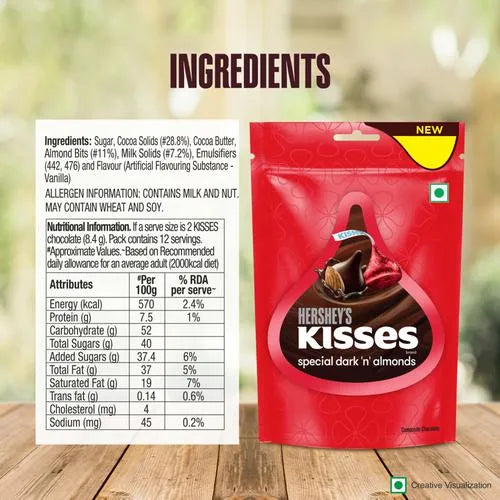 Hershey's Kisses Dark Almonds, 100g