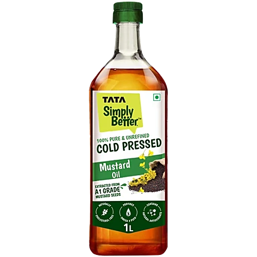 Tata Simply Better Pure & Unrefined Cold Pressed Mustard Oil, 1 L