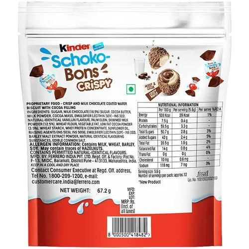 Kinder, Schoko Bons Milky & Cocoa Crispy Wafer, 67.2g