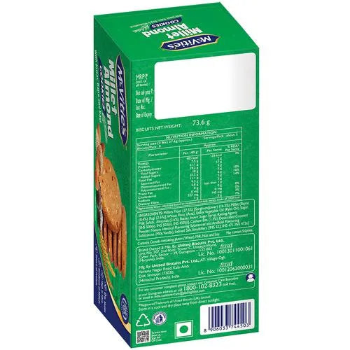 McVitie's Millet Almond Cookies - With Jowar, Bajra & Ragi, 73.6 g