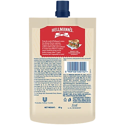 Hellmann's Smoky Tandoori Veg Mayonnaise, 85g
