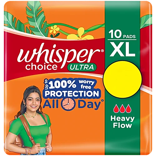 Whisper Choice Ultra Sanitary Pads With Wings - XL, For Heavy Flow, 10 pcs