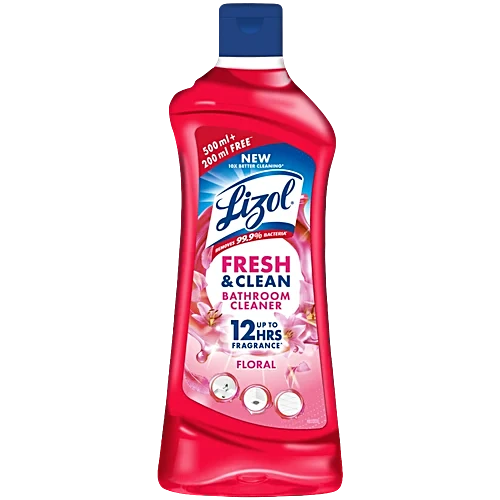 Lizol Floral Fresh & Clean Bathroom Cleaner Liquid, 700 ml (500 ml + 200 ml Free)