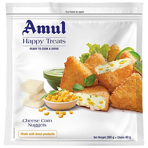 Amul Happy Treats Cheese Corn Nuggets, 260 g (Chatni - 40 g)