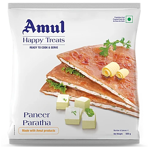 Amul Happy Treats Paneer Paratha, 500 g (4 pcs)