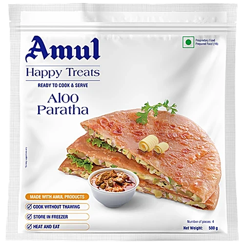 Amul Happy Treats Aloo Paratha, 500 g (4 pcs)