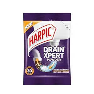 Harpic Drain Xpert Drain Cleaner Powder, Effective sink cleaner, drain blockage remover - 50g.