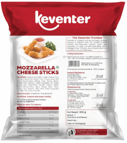 Keventer Mozzarella Cheese Sticks, 300gm