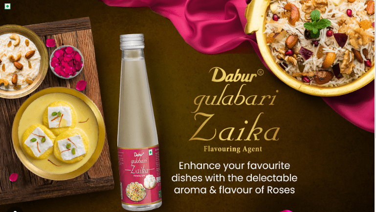 Dabur Gulabari Zaika, Rose Water Flavouring Agent Liquid, 250ml