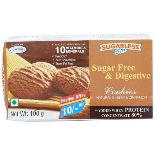 Sugarless Bliss Cookies -Sugar Free & Digestive (Natural Ginger & Cinnamon),100g
