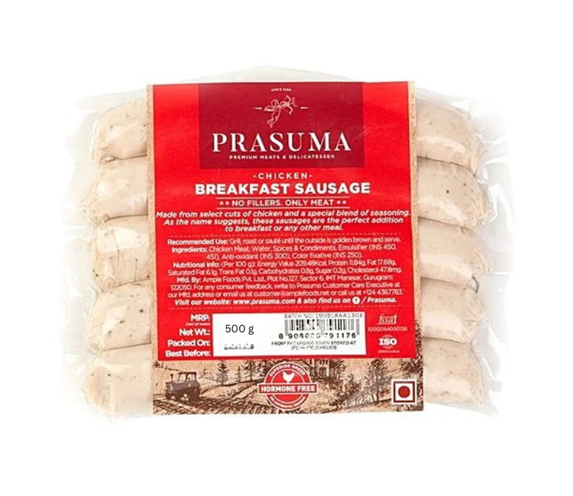 Prasuma Chicken English Breakfast Sausage, 500g