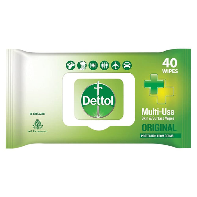 Dettol Germ Protection Wet Wipes for Skin & Surfaces, Original - 40 Wipes