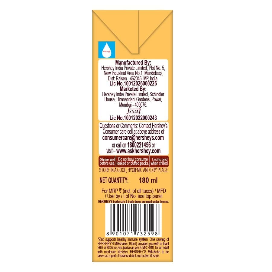 Hershey's Cashew Butterscotch Ice Cream Flavored Milkshake,  180ml
