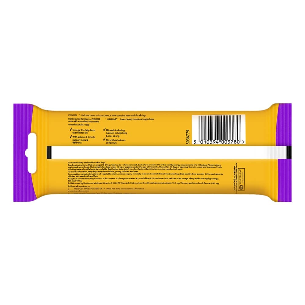 Pedigree Jumbone Dog Treat, Chicken & Lamb Flavour, 180g