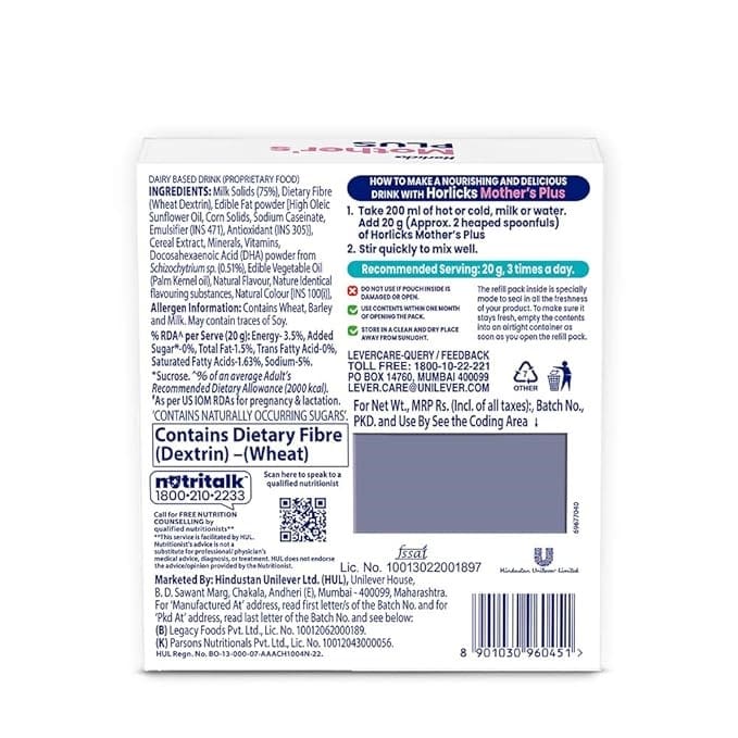 Horlicks Mother's Plus Vanilla, 500gm