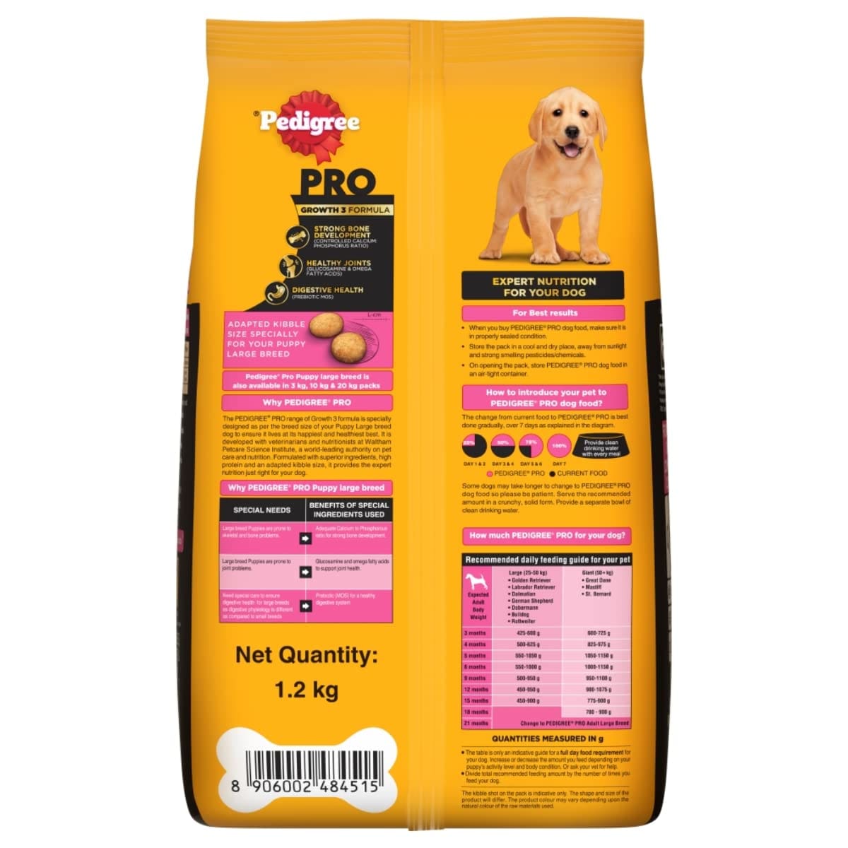 Pedigree Pro Puppy, Large Breed (3-18 Months) Dry Dog Food,1.2 Kg