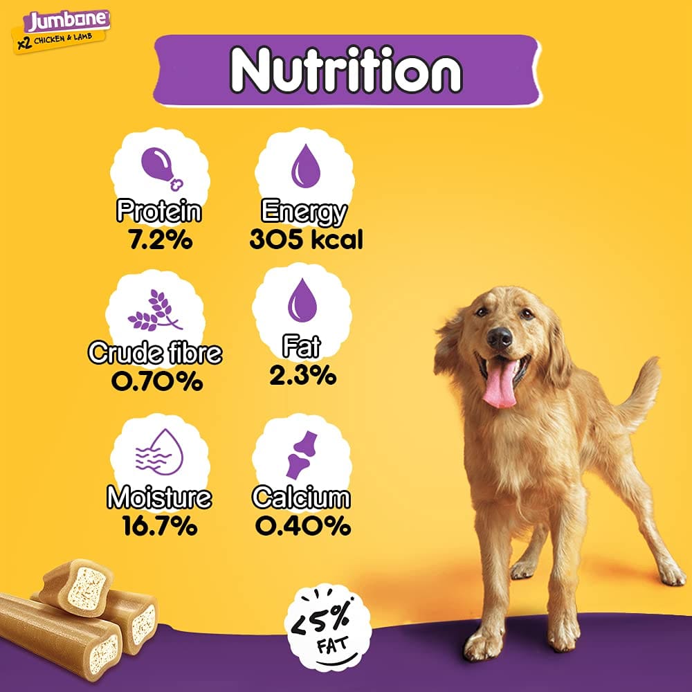 Pedigree Jumbone Dog Treat, Chicken & Lamb Flavour, 180g