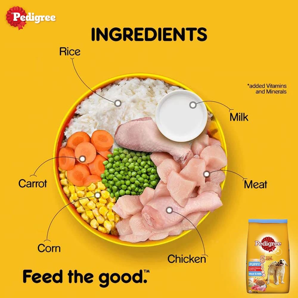 Pedigree Puppy Dry Dog Food, Meat & Milk, 2.8 Kg
