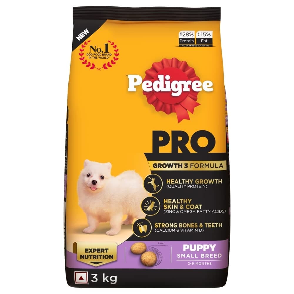 Pedigree Pro Puppy, Small Breed (2-9 Months) Dry Dog Food, 3 Kg