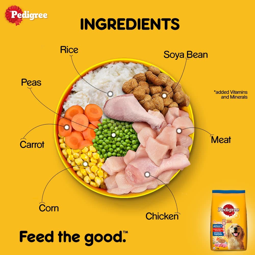 Pedigree Adult Dry Dog Food, Chicken & Vegetable, 1kg