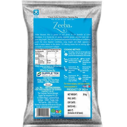 Zeeba Tibar Basmati Rice, 30kg