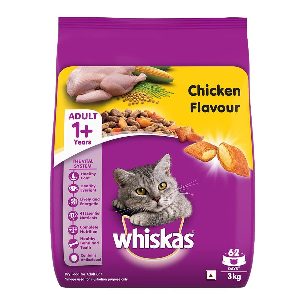 Whiskas Adult (1+ Years), Chicken Flavour, 3kg