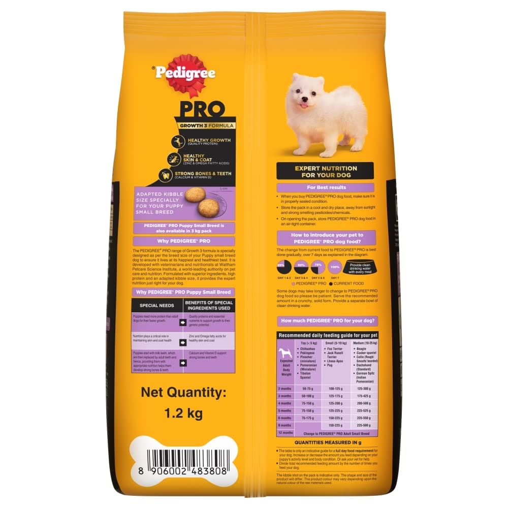 Pedigree Pro Puppy, Small Breed (2-9 Months) Dry Dog Food, 1.2 Kg