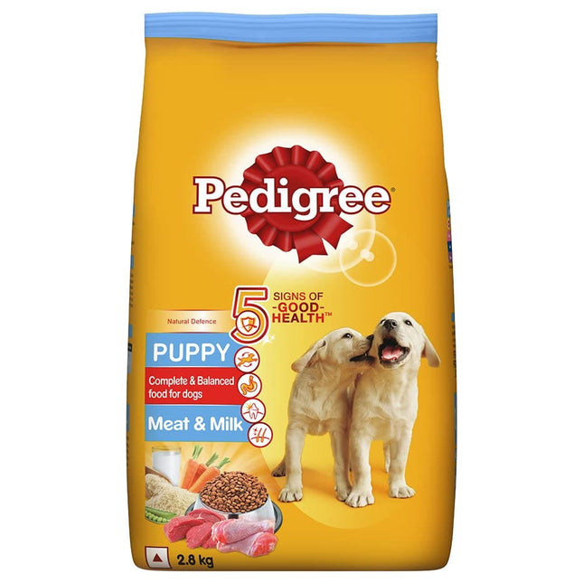 Pedigree Puppy Dry Dog Food, Meat & Milk, 2.8 Kg