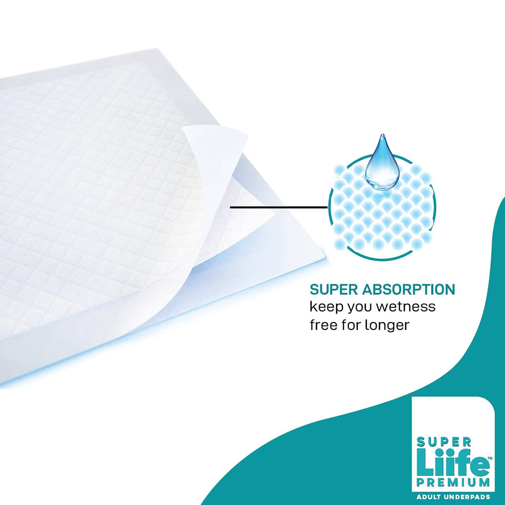 Super Liife Premium Underpads For Adults, Large