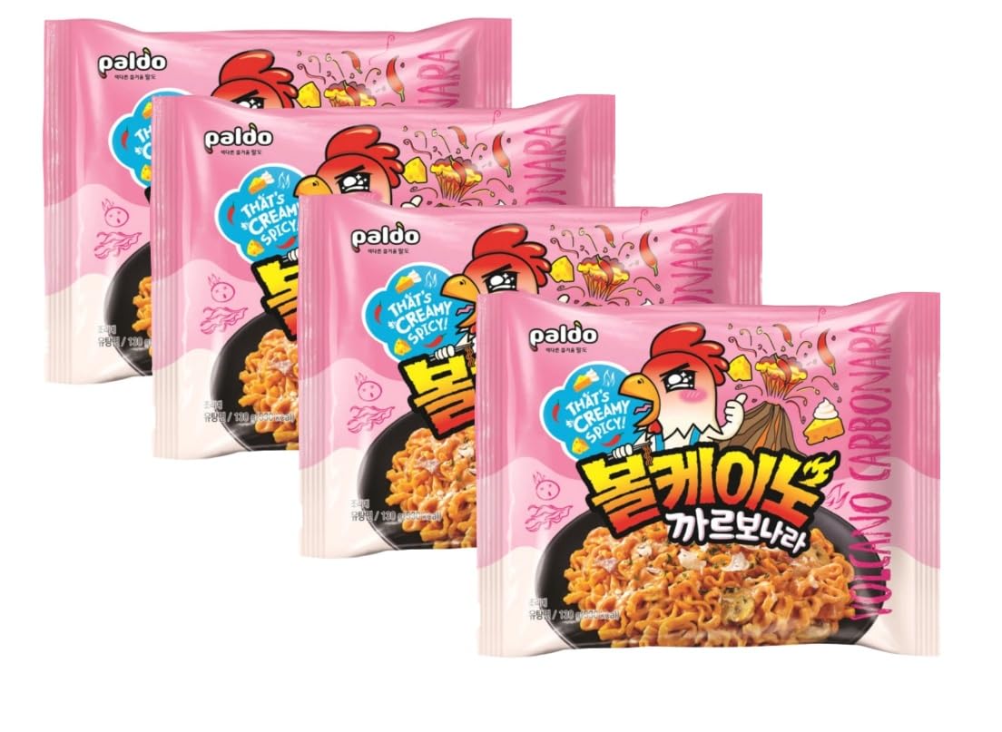 Paldo, Volcano Carbonara Chicken Noodle, 520g (Pack of 4)