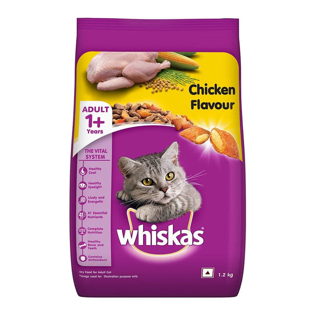 Whiskas Adult (+1 year) Dry Cat Food, Chicken Flavour, 1.2kg